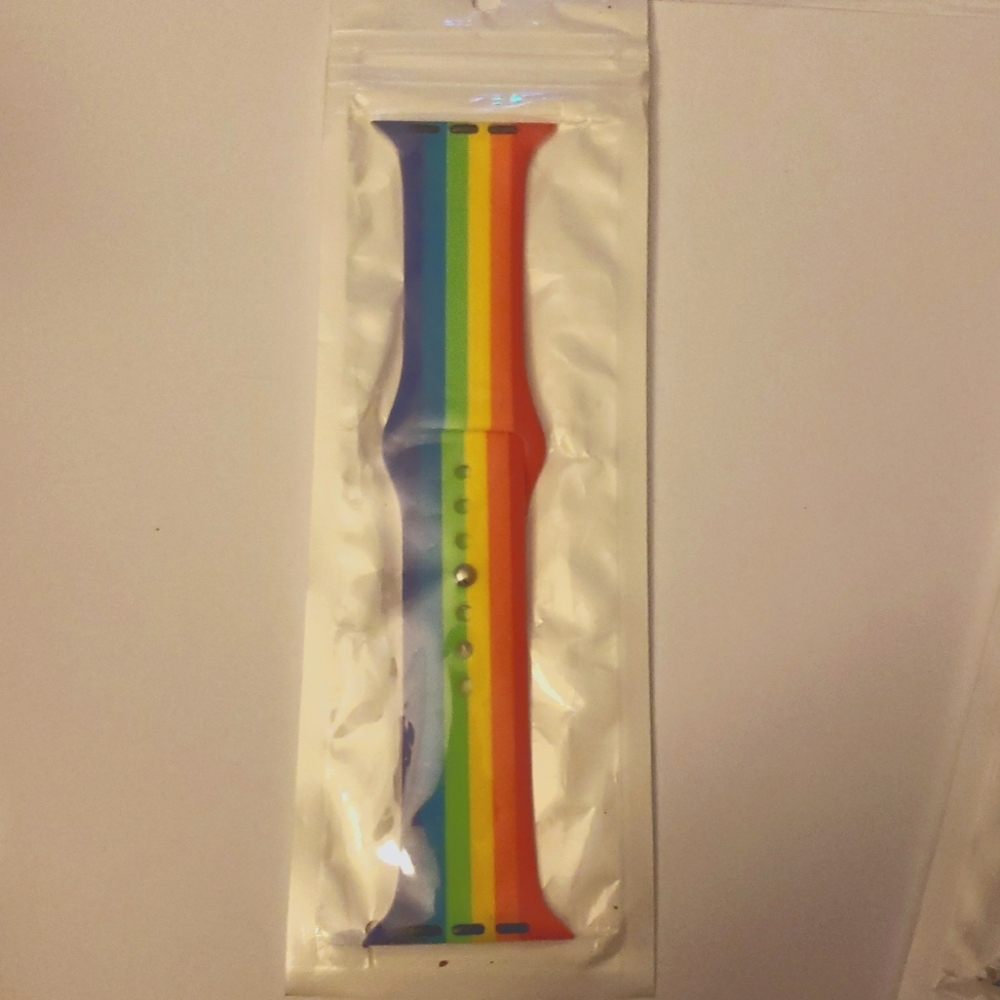 Laffav Set of 3 Apple Watch Straps Size 42_44 MM Blue, Rainbow and Snakeskin - Picture 3 of 9